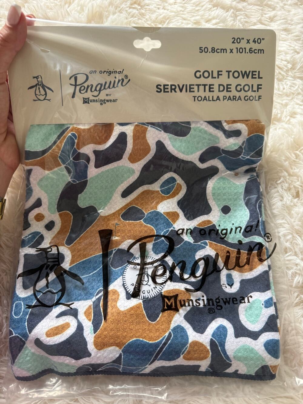 NWT Original Penguin Golf Camo Bunker Towel Black Iris